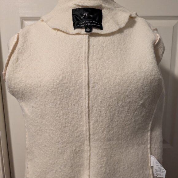 "J. CREW CREAM ITALIAN BOILED WOOL PEA COAT JACKET (SIZE 14)" - Picture 9 of 13